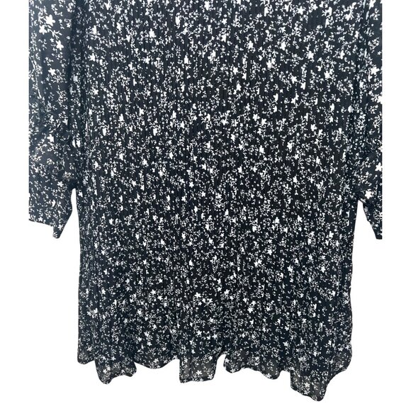 Zara Basic Black & White Floral Pleated Mini Dress Long Sleeves XS - Picture 12 of 15